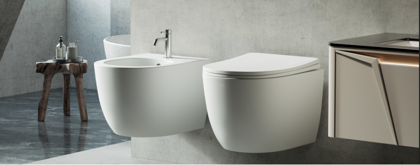 Luxurious bathroom with a modern bathtub, dim lighting, and a view of the night sky